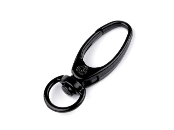 Metall Karabiner mit 9mm Fädelloch Schwarz lackiert